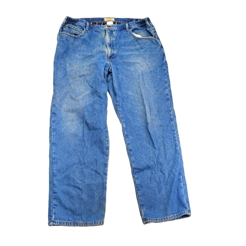 L.L.Bean Pants Men's 42 x 32 Double L® Jeans Natural Fit Flannel-Lined Blue